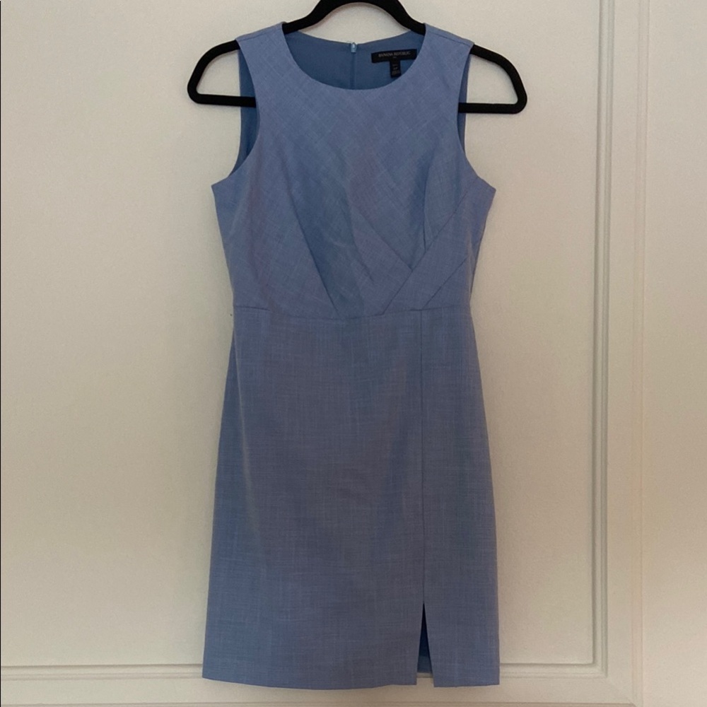Banana Republic Blue Gray Sheath Dress with Slit
